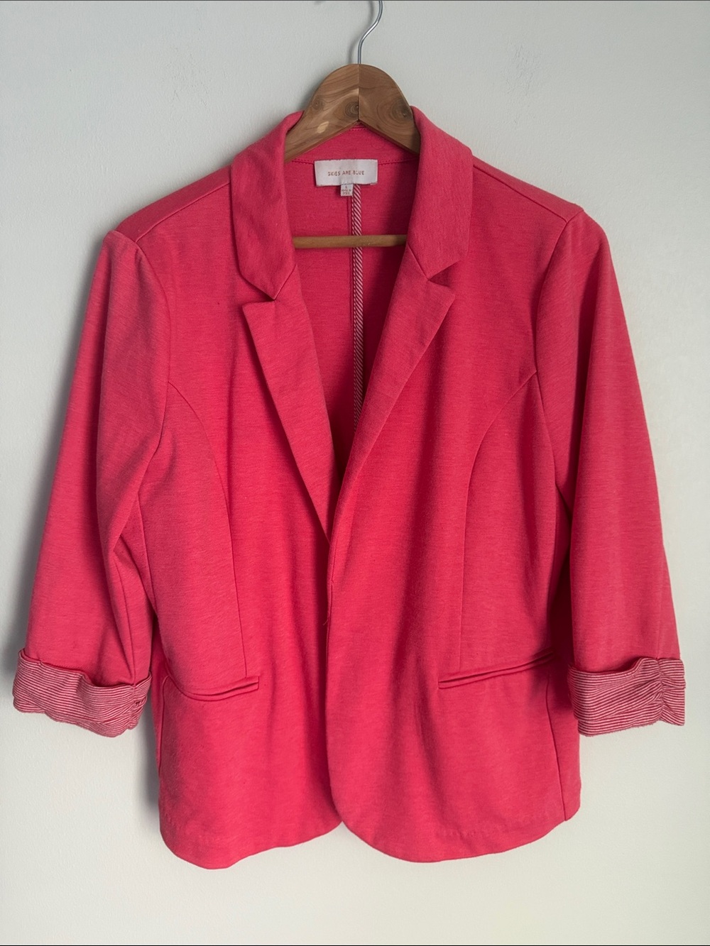 Skies Are Blue Coral Pink Open Blazer